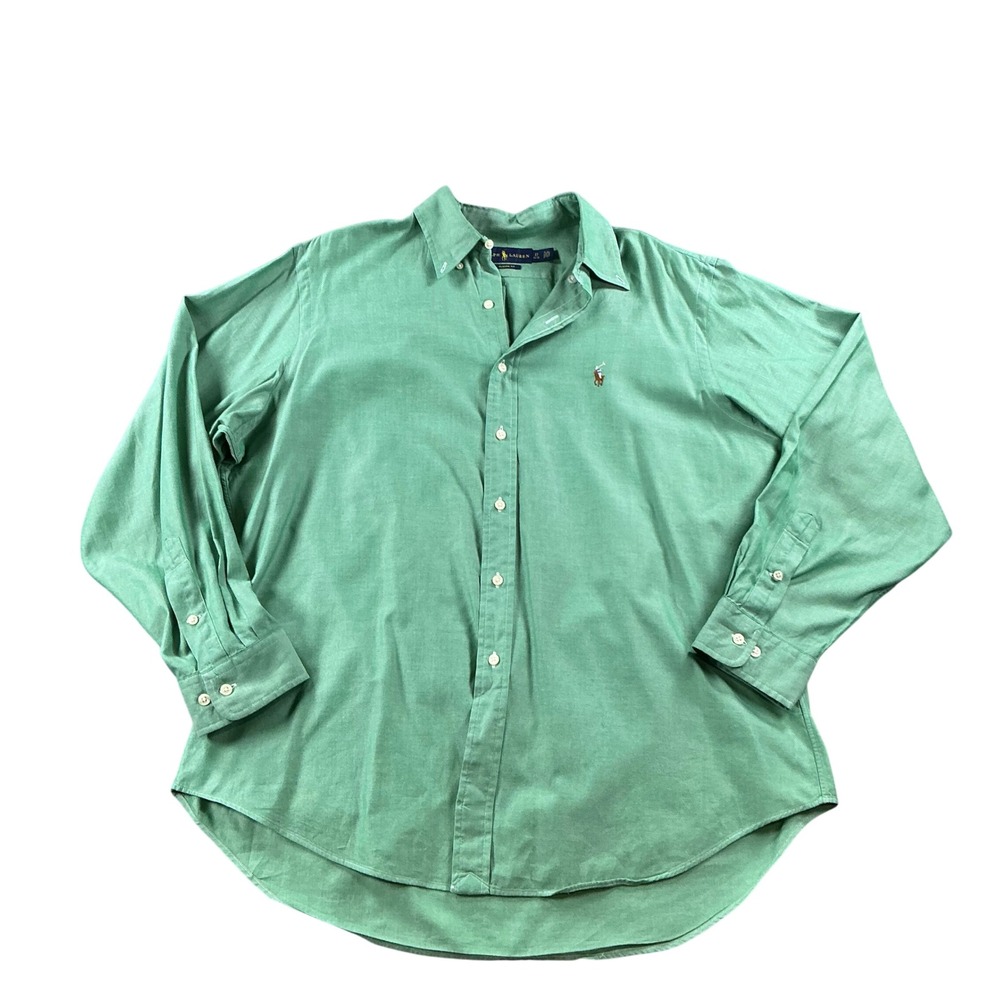 Ralph Lauren Classic Fit Green Oxford Button Down Shirt Mens 17 34/35 XL